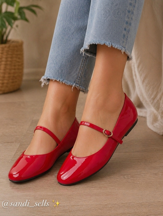 pop Shoes - POP Mary Jane Flats Bright Red